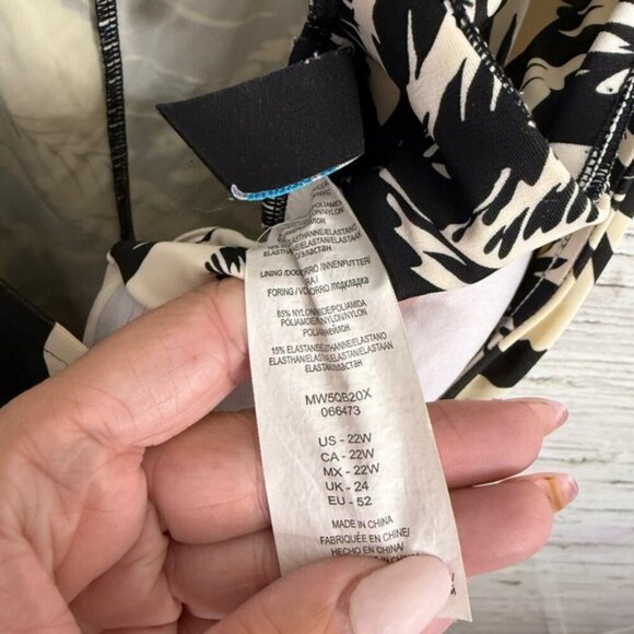 Maxine Of Hollywood cream black floral Ruched One Piece Swimsuit, 22W - Picture 5 of 9